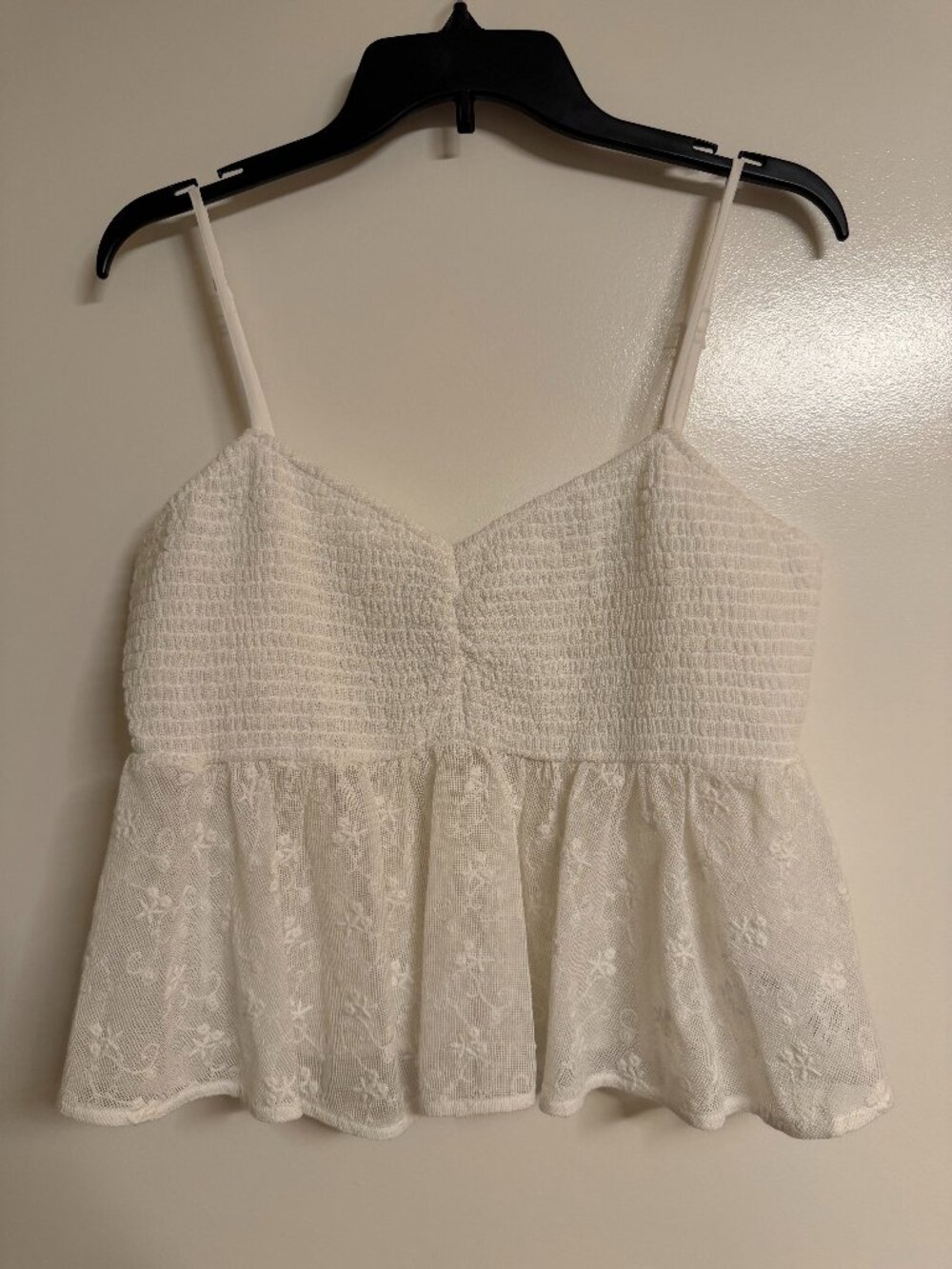 American Eagle Knit/Sheer Crop Babydoll Tank - L
